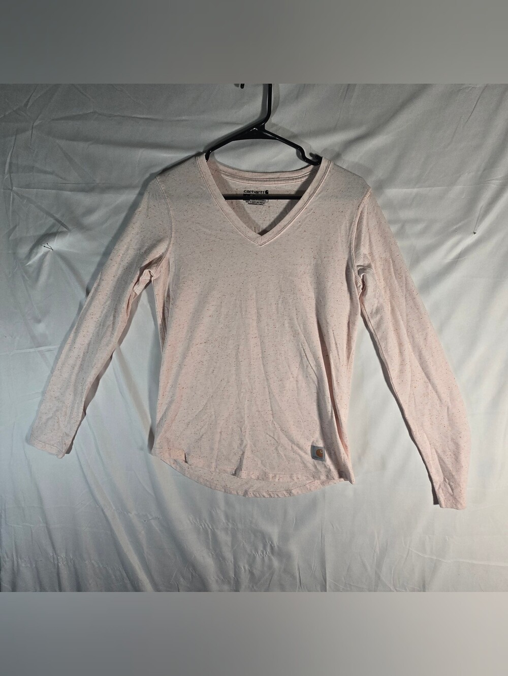 Carhartt Women’s Light Pink V-Neck Long Sleeve Top
